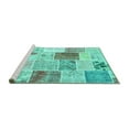 thumbnail image 2 of Ahgly Company Machine Washable Indoor Round Patchwork Turquoise Blue Transitional Area Rugs, 8' Round, 2 of 4