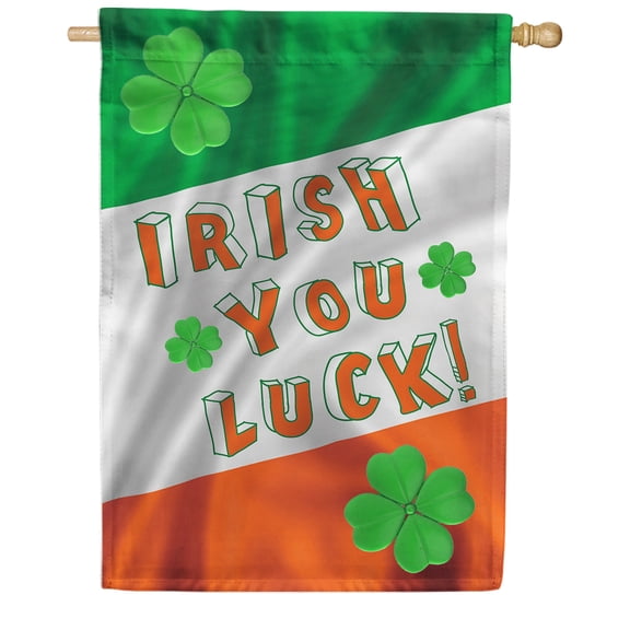 America Forever Happy St Patricks Day Luck of the Irish House Flag 28 x 40 Inch Double Sided Outdoor Yard Lucky Clovers Shamrock St Patricks Day Decorations Ireland Flag