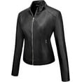 thumbnail image 2 of Women's Genuine Black Lambskin Leather Jacket Motorcycle Biker Leather Jacket W269, 2 of 4