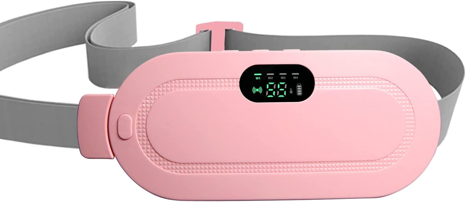 Period Heating Pad for Cramps-Portable Cordless Vibrating Menstrual Heating  Pads,Electric Small USB Heat Pad,Waist Belt Wearable Period Pain Simulator  for Cramp/Back Pain Relief,Gifts for Women Girl Pink2