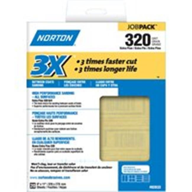 Norton 68166/02633 9' X 11' 320 Grit Sandpaper Sheets 20 Count