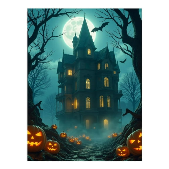 Diamond Art Kit for Adults, Haunted House Night Halloween Scene Diamond Painting for Adults Beginners, DIY Diamond Art Painting Kits, 5D Diamond Painting Crafts for Home Decor 12x16 Frameless
