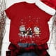 thumbnail image 1 of Puntoco Camiseta de cuello redondo para mujer Camiseta de manga corta con estampado de copo de nieve de enano navideño Puntoco Puntoco-9157, 1 of 8