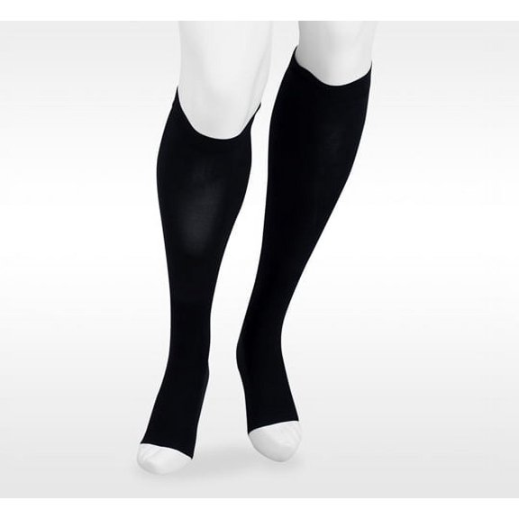 Juzo 6091 Dual Stretch Open Toe Knee Highs - 20-30 mmHg Reg Black II