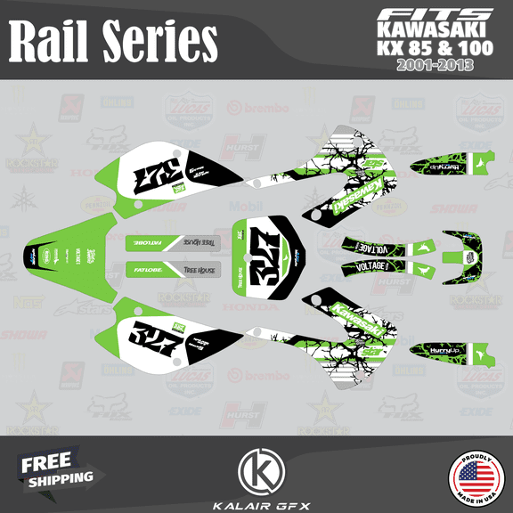 Kalair GFX Graphics Kit for Kawasaki KX85 (2001-2013) Rail Series