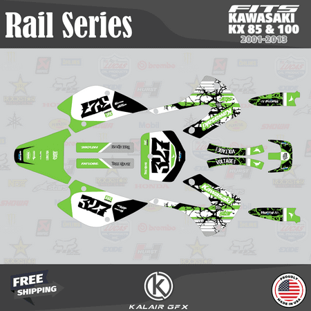 Kalair GFX Graphics Kit for Kawasaki KX85 (2001-2013) Rail Series