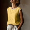 thumbnail image 5 of Diufon Summer Tops for Women Cotton Linen Lace Trim Cap Sleeve Tank Top Casual Crewneck Beach Vacation Blouses, 5 of 9