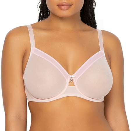Curvy Couture Women s Plus Size Sheer Mesh Full Coverage Unlined Underwire Bra