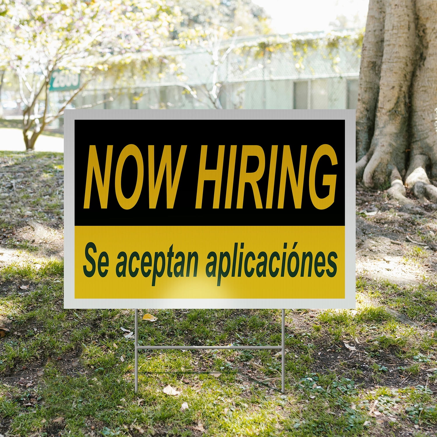 Now Hiring se Aceptan Aplicaciones Yard Sign 12 Inch x 16 Inch Single Sided Weatherproof Heavy-Duty Plastic with Stake | Spanish Recruitment Sign, Job Opportunities, Professional