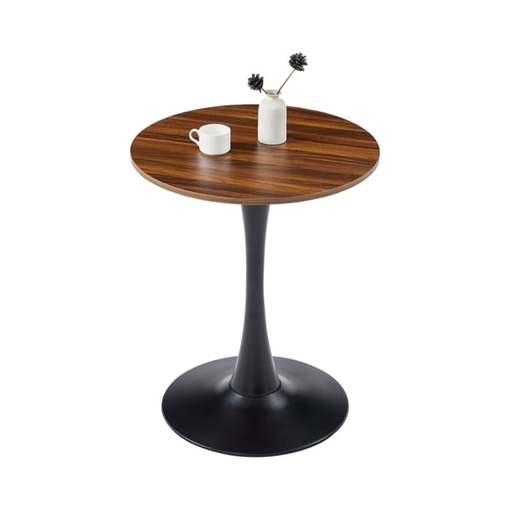 S-HOME Walnut Wood Round Table With Modern Tulip Steel Base 24 Inch Dining Table For Home Use