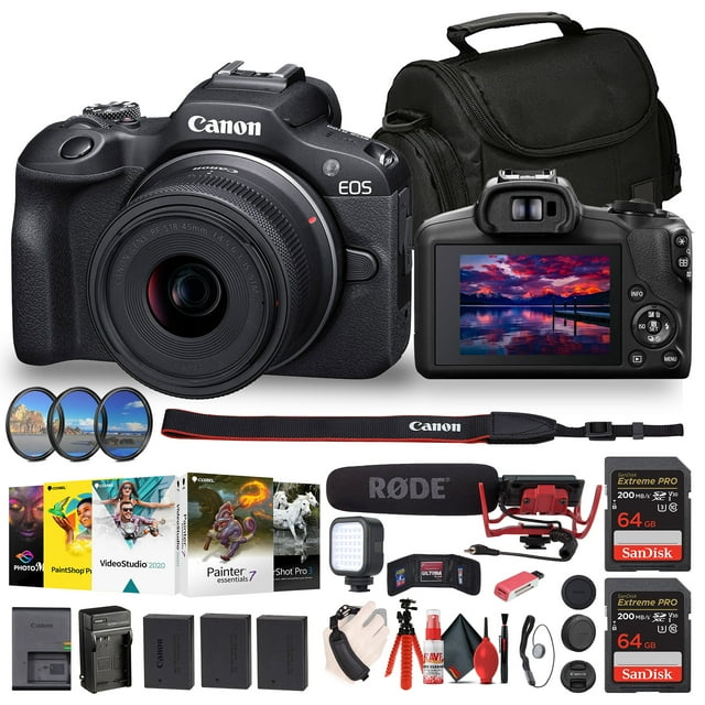 Canon EOS R100 Mirrorless Camera with 18-45mm Lens (6052C012) + Rode VideoMic + More(International Model)