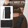 thumbnail image 5 of Designed for iPhone 16 Pro Max Case Wallet, Flip Folio Cover with Embossed PU Leather Stand Credit Card Holders Slots Wrist Strap Full Body Protection Phone Case for iPhone 16 Pro Max - Black, 5 of 13