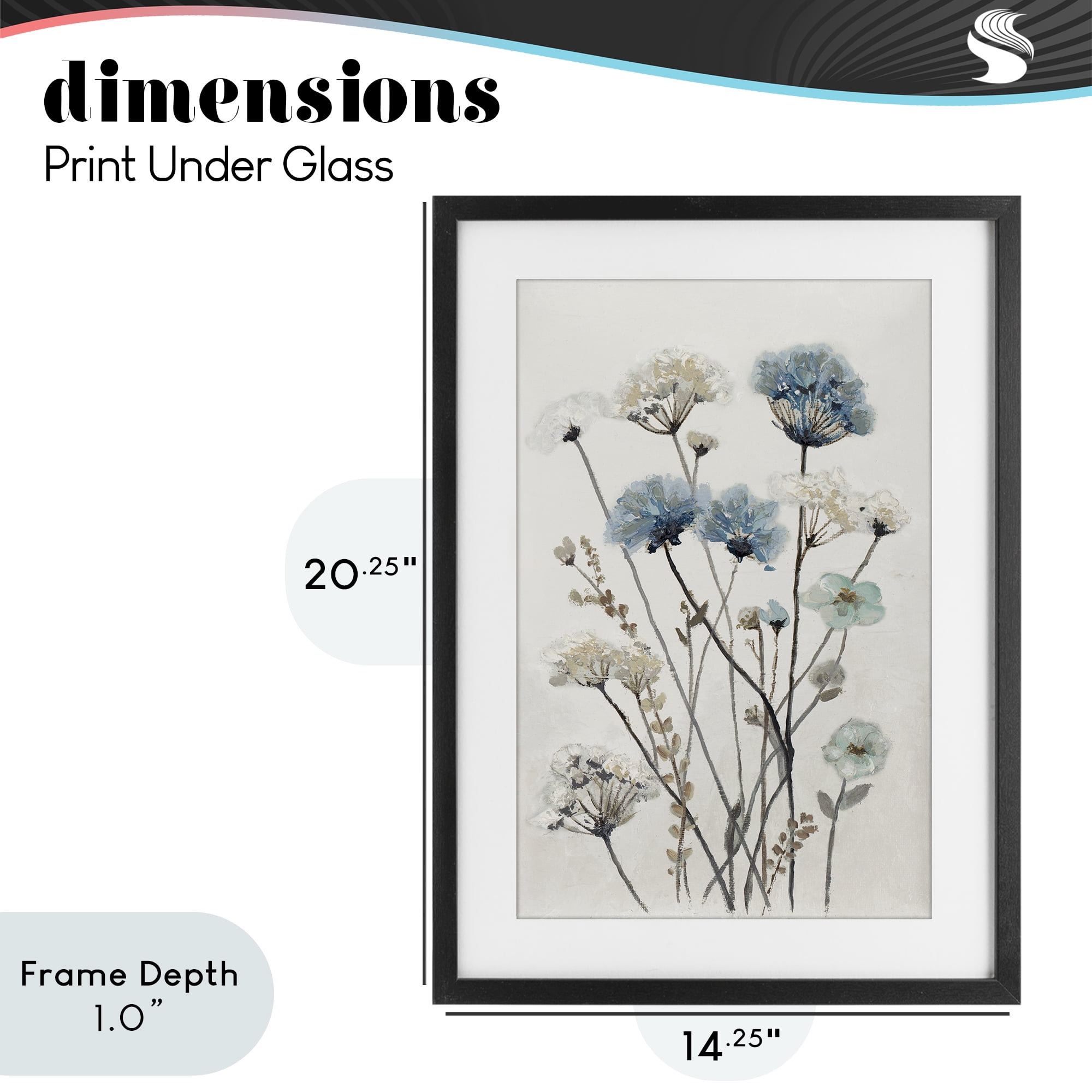 Stupell Industries Blue & Beige Garden Black Framed Print Under Glass, design by Patricia Pinto