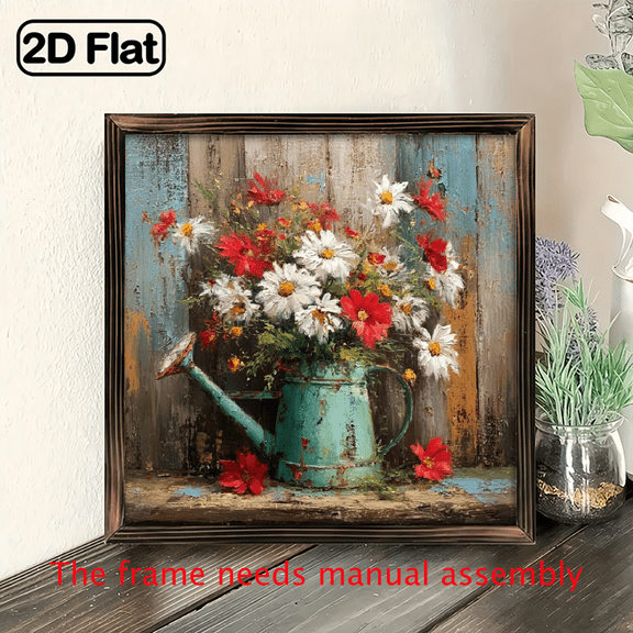 1pc Rustic Wooden Wall Art with Vibrant Floral - 8x8 Inch Vintage Home Decor, Ideal Gift for Loved Ones, Rustic Farmhouse Decor, Rustic Farmhouse Decor.