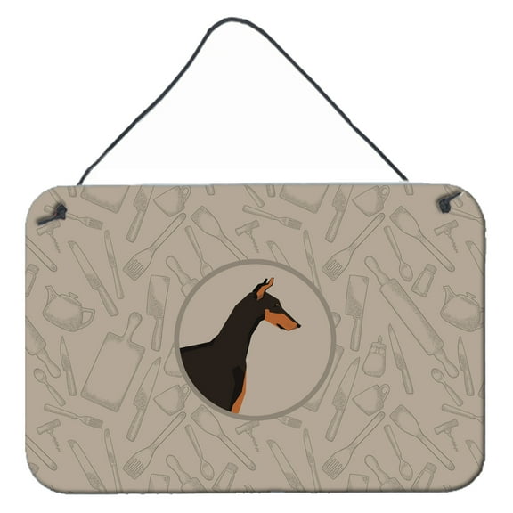 Carolines Treasures CK2182DS812 Doberman Pinscher In the Kitchen Wall or Door Hanging Prints  8x12 multicolor