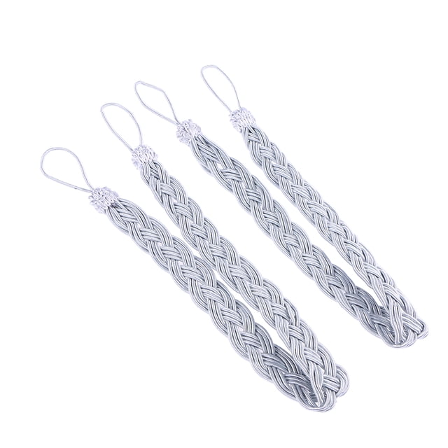 Miangastore 2 Pcs Clip de Rideau Attaché à la Main Boucle Tissu Rideau à Franges Rideau à Franges Rideau de Fenêtre à Franges Rideau à Franges Tricoté Corde de Rideau Tressée (Gris Argenté)