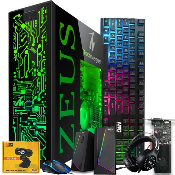 Restored TechMagnet Gaming Desktop PC,Intel i5 6th Gen,Zeus Pro 6,GT 1030,16GB ARGB RAM,1TB SSD+2TB HDD,RGB Keyboard Mouse Speaker Headphone Webcam,Windows 11 Pro