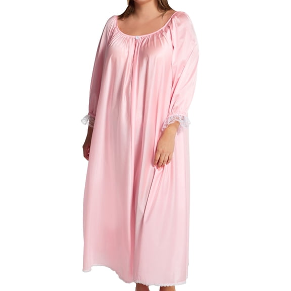 Women's Amanda Rich 107-SHX Plus Long Sleeve Ankle Length Gown (Light Pink XL)