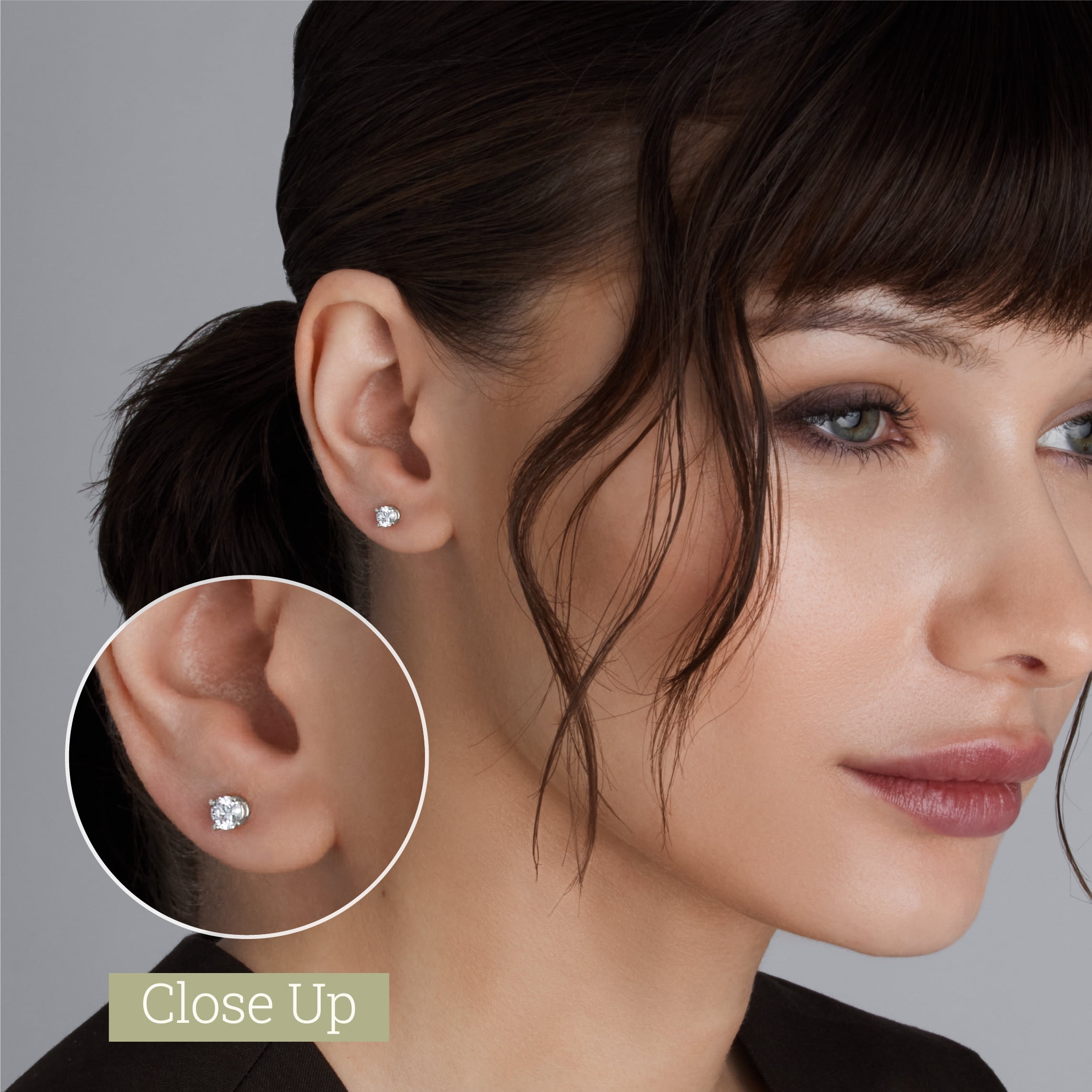 Gilded 1/2 Carat Total Weight Lab-Grown Diamond Stud Earrings for Women| 925 Sterling Silver Studs | Hypoallergenic Fine Jewelry | 4-Prong Basket, Push Back Nut | SI1 Clarity, F Color, Round Cut