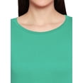 thumbnail image 5 of eloria Women's T-Shirt Round Neck Solid Color Plain Full Sleeve T-Shirt Color: Green | Size: 2XL, 5 of 7