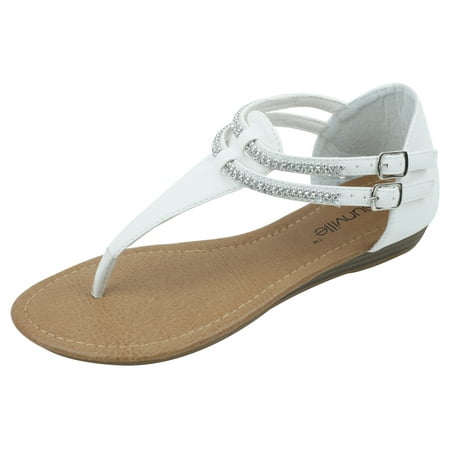 

Starbay Women s Fashion Jewel Crystal Double Buckle Strap Thong Flat Sandal