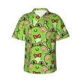 thumbnail image 2 of Goofa Cute Green Frog Hawaiian Shirt for Men, Unisex Summer Beach Casual Short Sleeve Button Down Shirts,Aloha Tropical Floral print shirt-XX-Large, 2 of 9