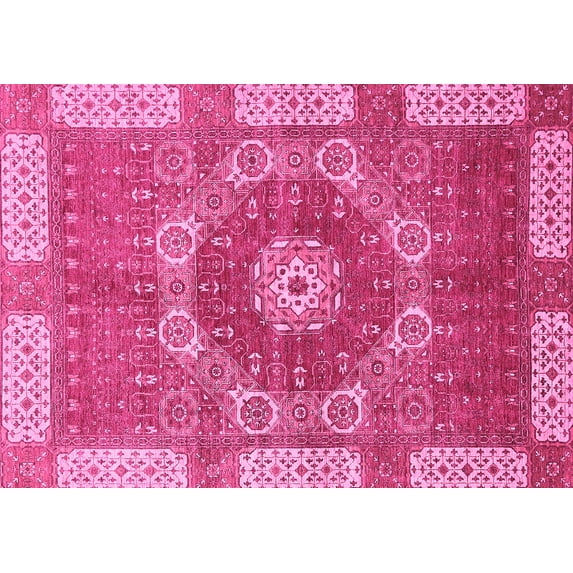 Ahgly Company Indoor Rectangle Abstract Pink Modern Area Rugs, 8' x 12'