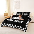 thumbnail image 2 of Castle Fairy Sport Hockey Gamer Duvet Cover Queen, Geometric Checkered Pattern Queen Bedding, Black White,Black Reversible,3-Piece,1 Duvet Cover and 2 Pillowcases, 2 of 6