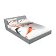 thumbnail image 2 of Japanese Fitted Sheet & Pillow Sham Set, Koi Carp Fish Couple Swimming Cherry Blossom Sakura Branch Culture Design, Decorative Printed 6 Piece Bedding Decor Set, Queen, Orange Grey, by Ambesonne, 2 of 3