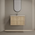 thumbnail image 2 of 30" Wall-Mounted Bathroom Vanity whit Ceramic Sink, 2-Soft Closing Door, Oak, Plywood, 2 of 9
