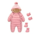 thumbnail image 2 of LEKWK Baby 3 Piece Snowsuit Newborn Winter Thick Warm Jumpsuit Infant Hooded Double Zip Up Romper Breathable Thermal Outwear Coverall Sleeping Bag 0-24M, 2 of 8