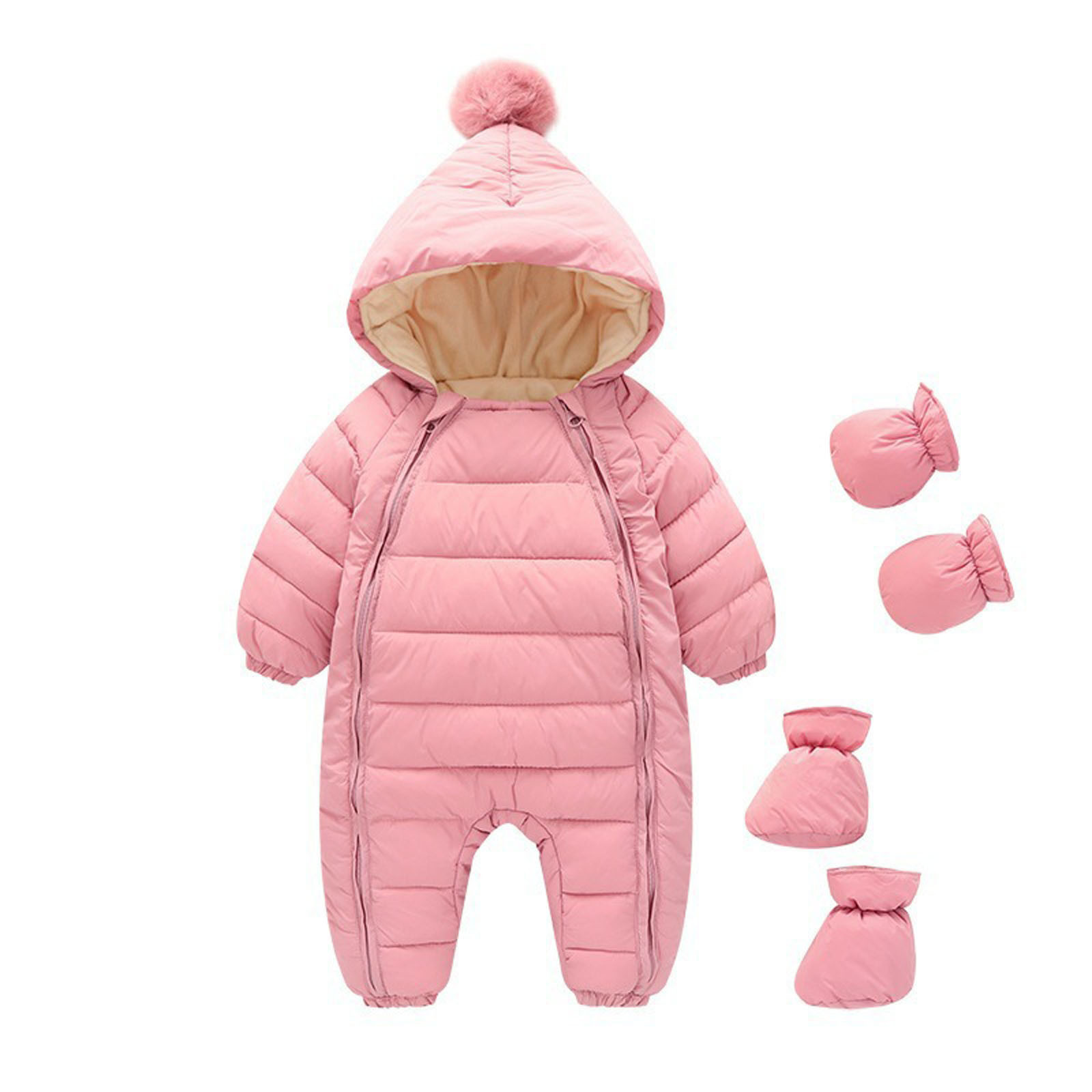 FAIWAD Baby Boys Girls Winter Snowsuit Romper Warm Zip Hooded Down Jumpsuit Windproof Puffer Romper