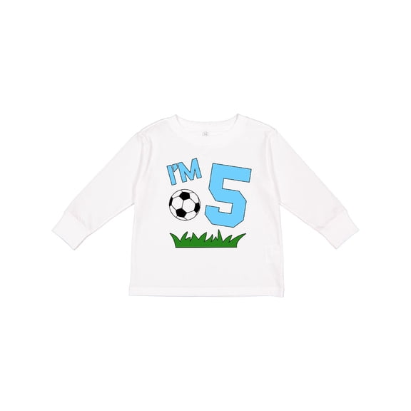 Inktastic I'm Five fifth birthday soccer Boys or Girls Long Sleeve Toddler T-Shirt