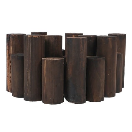 HAKIDZEL 1Pack Black Carbonized Wood Round Column Fence For Garden Edging And Landscape Border 90x5.9in