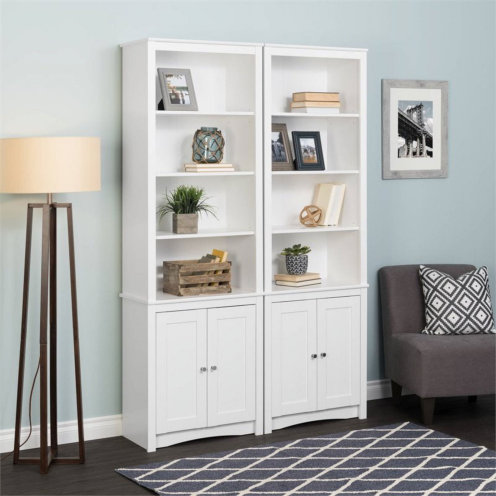 Prepac Tall Bookcase with 2 Shaker Doors, White India | Ubuy
