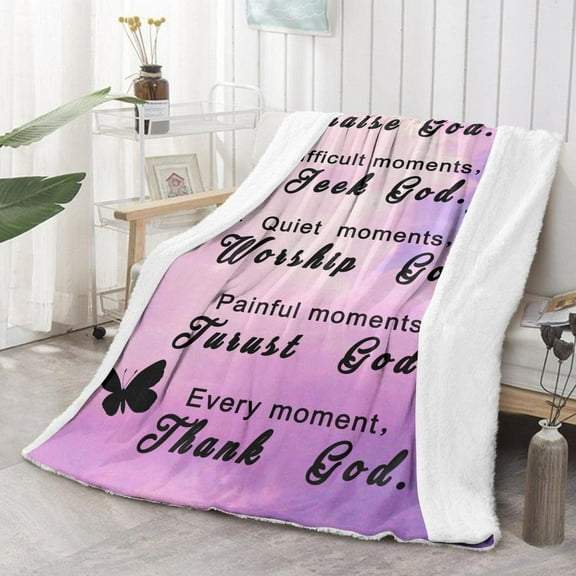 Healing Blanket, Positive Inspirational Thoughts Sherpa Blanket with Scripture Bible Verse Soft Throw Blanket -Christian Gifts for Women 50x60 Inch