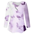 thumbnail image 7 of HOMBOM Fall T-Shirts for Women V-Neck Graphic Purple Tops Floral Long Sleeve Womens Relaxed Fit, 7 of 7