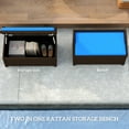 thumbnail image 3 of Outsunny Storage Bench Rattan Wicker Garden Deck Box Bin with Interior Waterproof Bag and Comfy Cushion, Navy Blue, 3 of 9