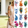 thumbnail image 2 of 28 Pcs Temporary Tattoo Stickers Waterproof Long Lasting Body Stickers Animals Hummingbird Peacock Insects Adults Women Tattoo Stickers Arm Forearm Chest Shoulder Cheek, 2 of 4