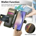 thumbnail image 5 of ELEHOLD Case for Samsung Galaxy A53 5G, RFID Blocking Zipper Leather Wallet Stand Case with Card Slot & Wrist Strap & Ring Holder,Midnightgreen, 5 of 10