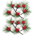 thumbnail image 1 of 12 púas de pino artificiales de 2,36 pulgadas para Navidad, púas de bayas, púas de corona de hoja perenne y ramas de pino, tallos de bayas de acebo para manualidades de bricolaje, guirnaldas navideñas, 1 of 6