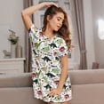 thumbnail image 3 of Goofa Dinosaur Print Women’s Cotton Nightdress – Short-Sleeved Sleep Dress, Casual Loose-Fit Lounge Wear, Comfortable and Stylish Sleepwear for Women, 3 of 6