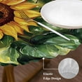 thumbnail image 4 of Country Yellow Floral Round Fitted Table Cover Idyllic Sunflower Oil Painting Waterproof Table Cloth with Elastic Edge Wipeable Tablecloth for Picnic Camping Party Fits 45"-54" Diameter, 4 of 8