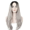 Tyuong Lace Front Wigs Fashion Color And Mixed Hair Wig Black Gray Long