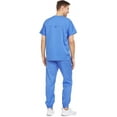 thumbnail image 4 of MediChic Men's Scrubs Set – Stretch V-Neck Workwear, 7-Pocket Jogger Pants, Flex Medical Uniforms, Ceil Small, 4 of 4
