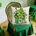 thumbnail image 3 of Green Lucky Charm Pillow Covers for March Holiday Home Outdoor Decor Sofa, Hello Shamrocks St Patricks Day Throw Pillow Covers Clover Hat Cotton Linen Cushion Case, 3 of 4