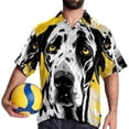 thumbnail image 4 of Spotted Dog Men's Poplin Shirt, Casual Short Sleeve Printed Button Down Summer Beach Unisex Shirts, 4 of 6
