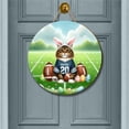 thumbnail image 2 of Happy Easter Hello Spring Maine Coon Playing Football Round Wood Sign Cat Lover Kitten Owner Gifts Hanging Wall Home Decor - 13003, 2 of 5