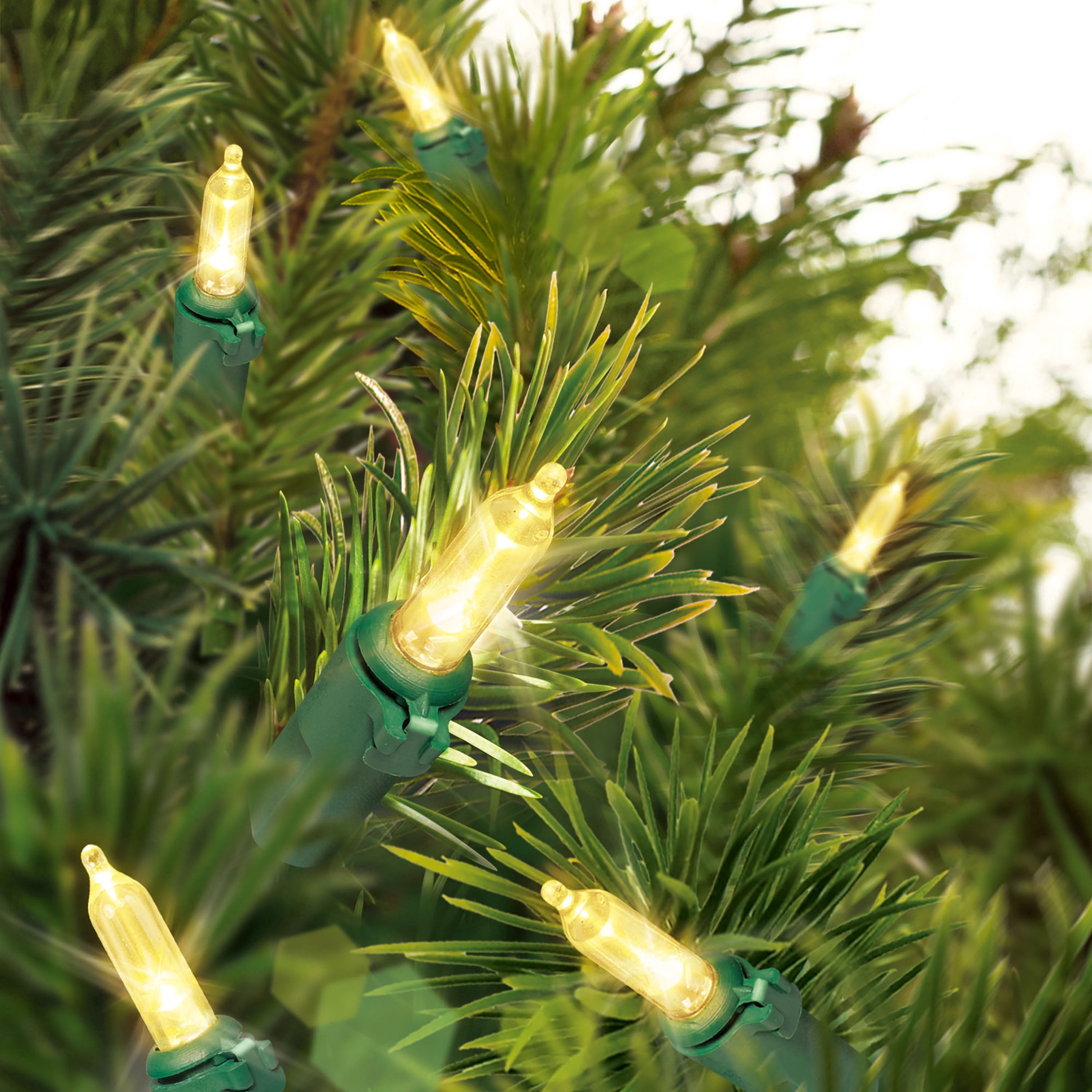 Indoor/Outdoor 200-Count LED 8-Function Sync Mini Christmas String Lights, Warm White, Green Wire, 41.1', by Holiday Time