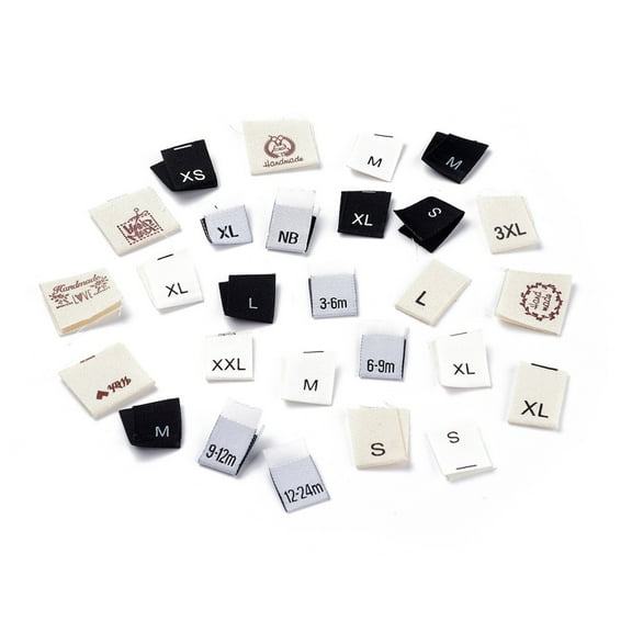 300pcs Clothing Size Labels Woven Crafting Craft Labels for Clothing Sewing Random Mixed styles Mixed color 33~40x11.5~20x0.5mm